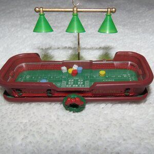 Vintage Enesco "O Come All Ye Faithful" Casino Craps Table Christmas Ornament